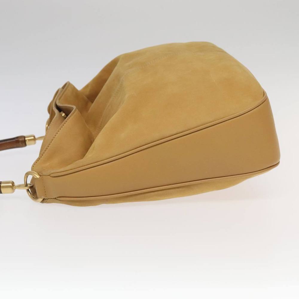 GUCCI Bamboo Hand Bag Leather 2way Beige Gold 001 14 1577 Auth bs19044 - Picture 4 of 16